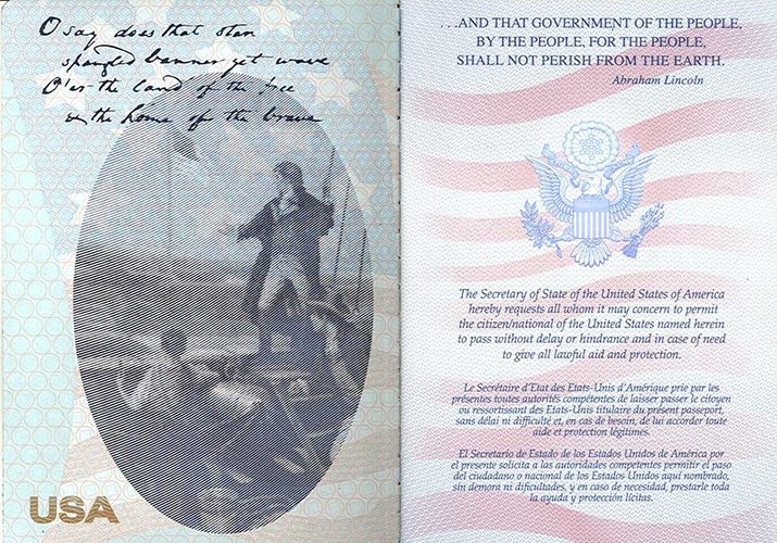 صفحه آخر گذرنامه آمریکایی